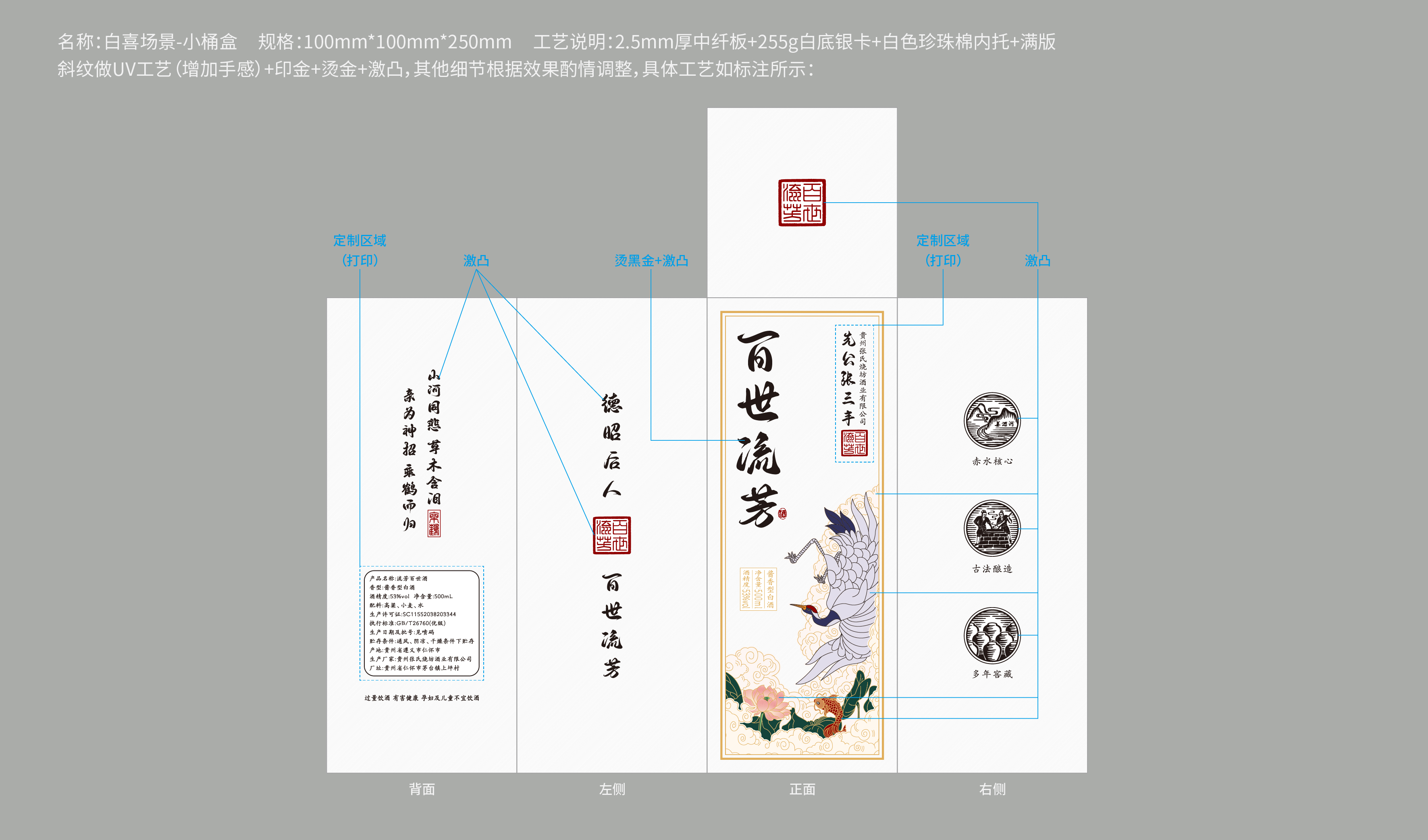 白喜 流芳百世 白色白酒包装 平面文件